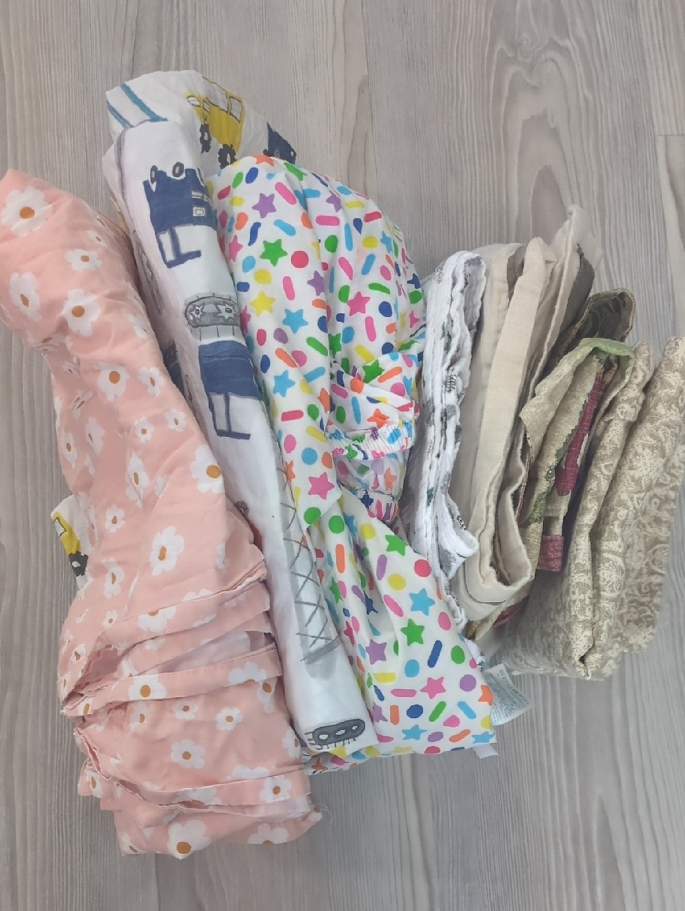 Pottery Barn Organic Cotton Fabric Upcycle Bundle Kids Sewing Linen Blend Craft